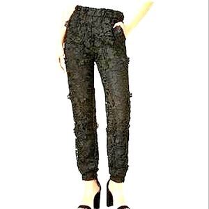 Mare Mare Anthro Derek 3D Lace Overlay Whimsigoth Black Pull-on Pants Sz Small